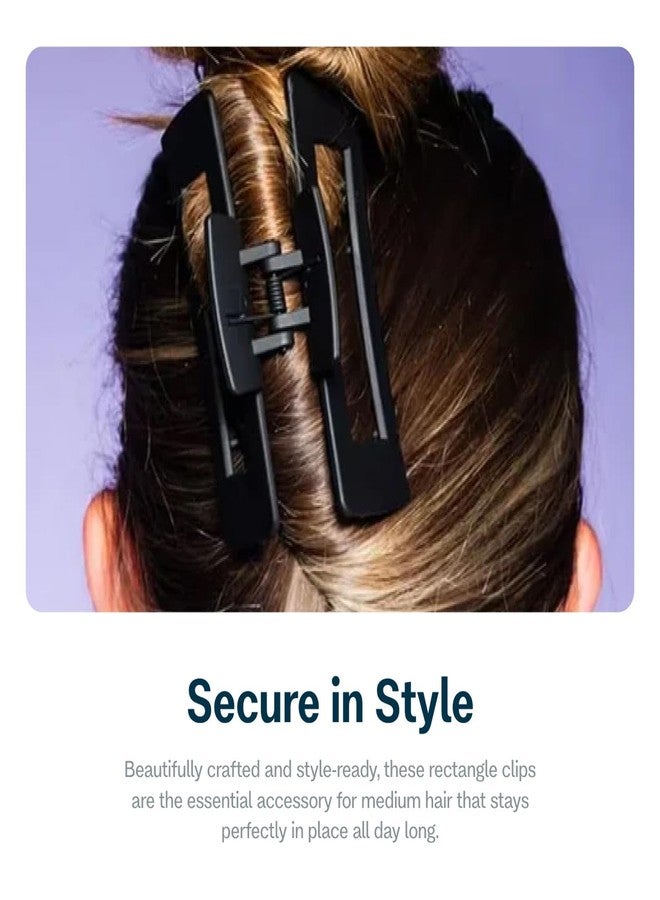 Gimme Beauty Rectangle Extra Grip Claw Clip - Double Teeth Accessory Set - Perfect for Thick Hair - Lasting Hold for Everyday Wear - Trendy, Non-Slip Cilp Duo for Women - Navy & Butter, 2 Pack - Image 4